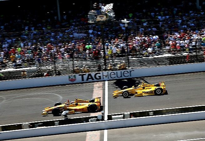 It was this close at the finish at Ryan Hunter-Reay edged Helio Castroneves for the win.
